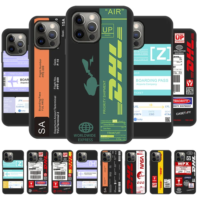 DHL Label Case For iPhone 12 Pro Max 11 13 Pro XS Max XR X 6 6S 7 8 Plus SE 2020 12 mini Phone CaseCover Fundas Soft Silicone