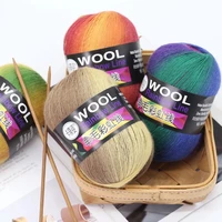 100g wool rainbow line colorful gradually changing color medium thick stick knitting scarf sweater hat