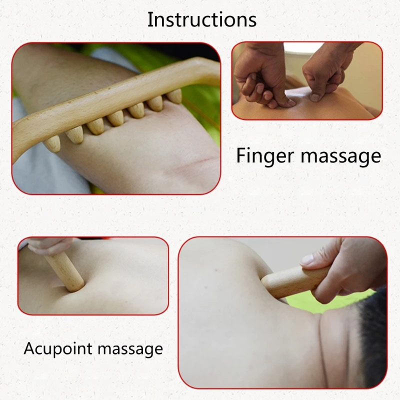 

27RC 4Pcs Scraping Stick Beech Wood Back Shoulder Neck Waist Leg Massage Tools Fat Burner Meridian Brush