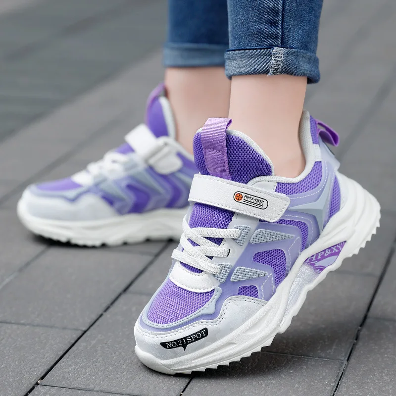 

2021 Luxury TPU Emboss Sports Shoes for Girls Air Mesh Breathable Sneakers Girl Soft Light Weight Sole Children Toddler Shoes