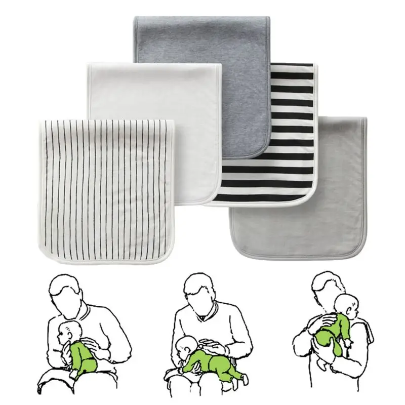 

MOLD 5Pcs/set Soft Absorbent Baby Burp Cloth Infants Boys Girls Feeding Towel Newborn Burping Rags Shower Gift