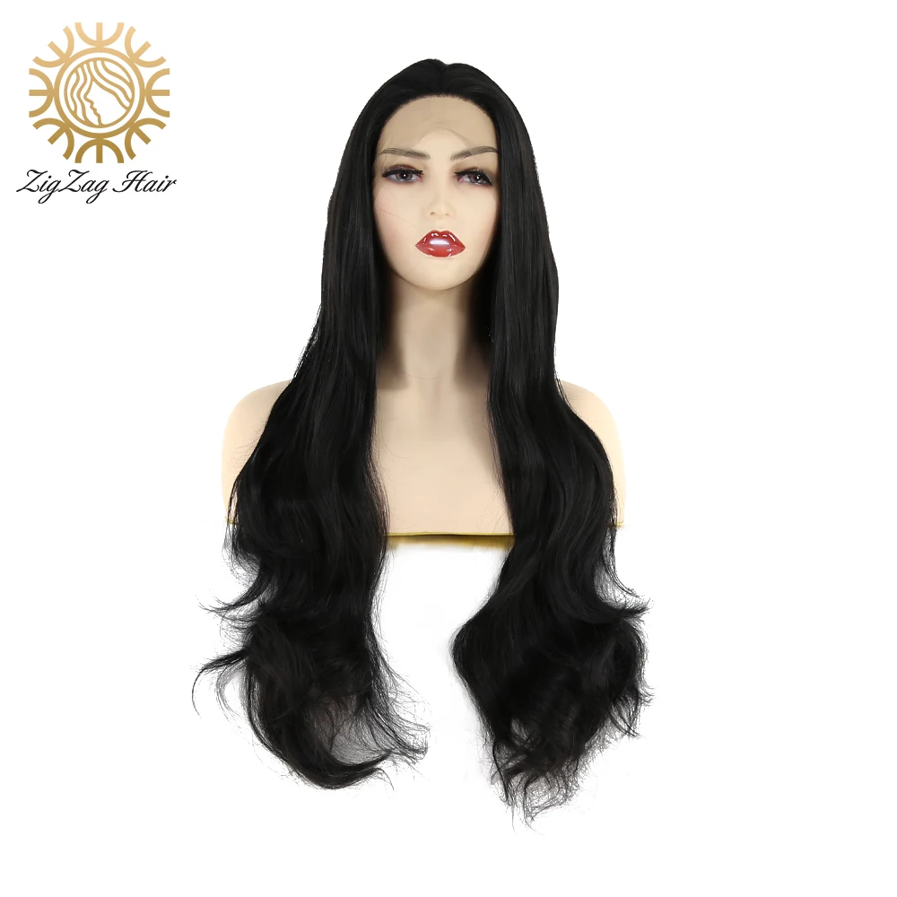 Черные длинные волнистые кружевные Передние синтетические парики BTWTRY для черных