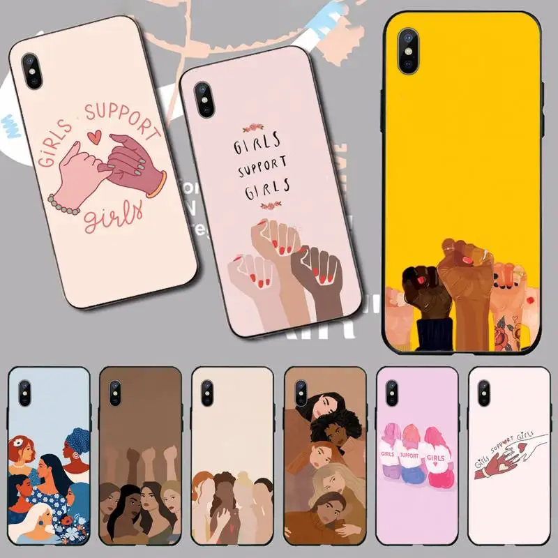 

Girls support girls Art illustration Phone Case For iphone 12 11 13 7 8 6 s plus x xs xr pro max mini