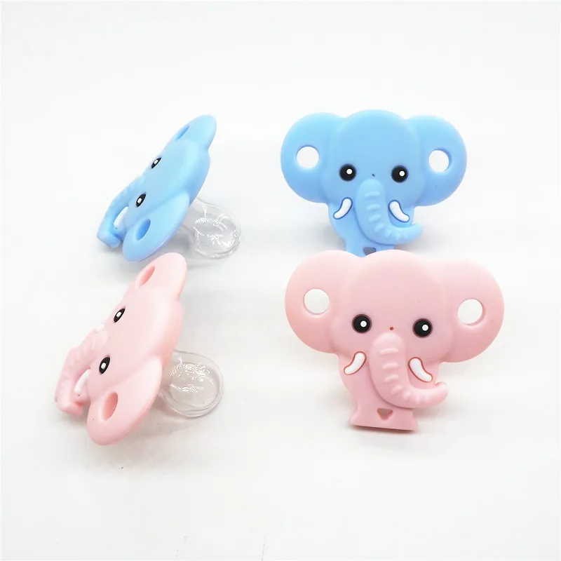 Chenkai 50PCS Silicone Elephant Pacifier Dummy Teether DIY Newborn Infant Baby Nursing Animal Nipple Teething Toy Craft BPA Free