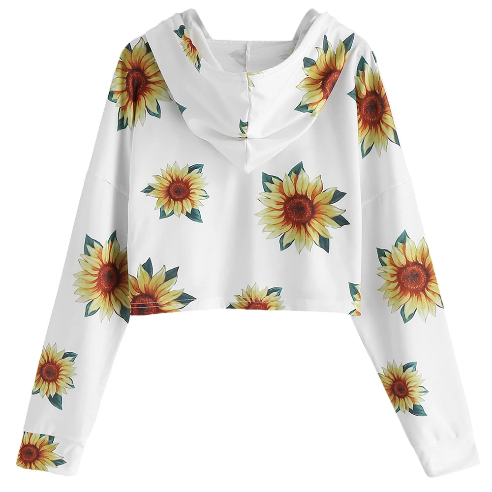 Женские повседневные толстовки с принтом подсолнуха женские пуловеры капюшоном