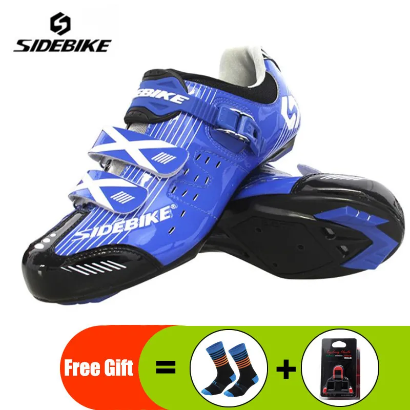 add gift SIDEBIKE/Мужская обувь для велоспорта; комплект с педалью; sapatilha ciclismo; обувь для гоночного велосипеда; самоблокирующиеся велосипедные кроссовки; спортивная профессиональная обувь - Цвет: add gift