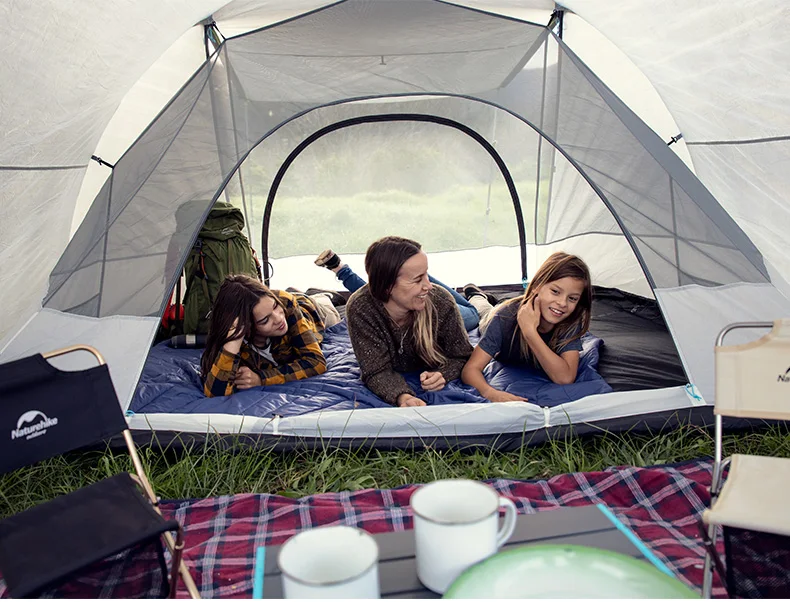 Походная палатка Naturehike, двухсторонняя дверь, большой зал, 3 человека, семейная палатка, солнцезащитная, водонепроницаемая, для путешествий, кемпинга, туризма