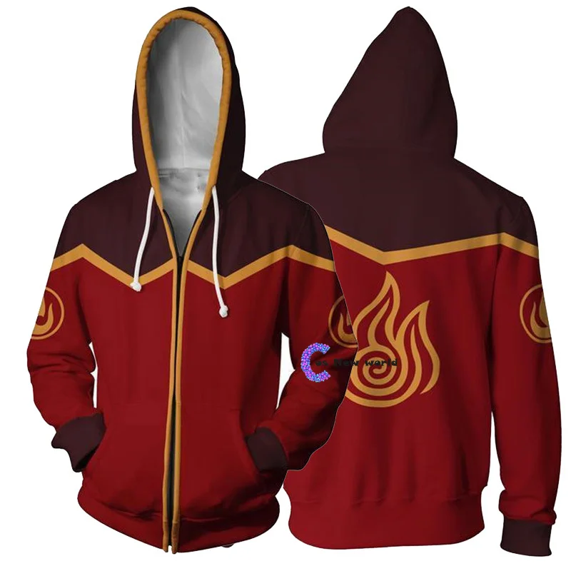 

Men Women Avatar: Last Airbender Costumes Hoodies 3D Printing Cosplay Zipper Fashion Flame Sweatshirts Spring Autumn Jackets