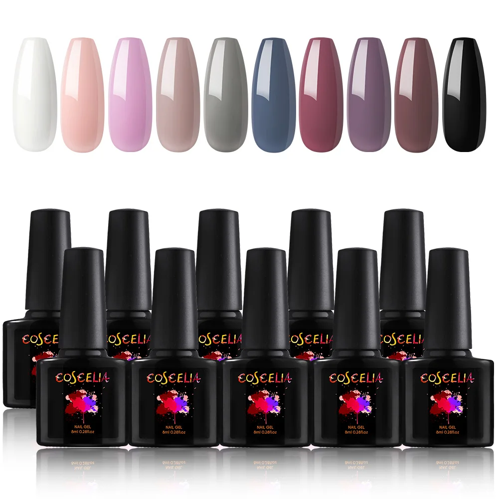 10PCS COSCELIA 10 гель-лаков по Лаки Набор для нейл-арта, Vernis перманентность УФ Гель-лак 40 цветов Гель-лак для ногтей все для маникюра - Цвет: 10PCS