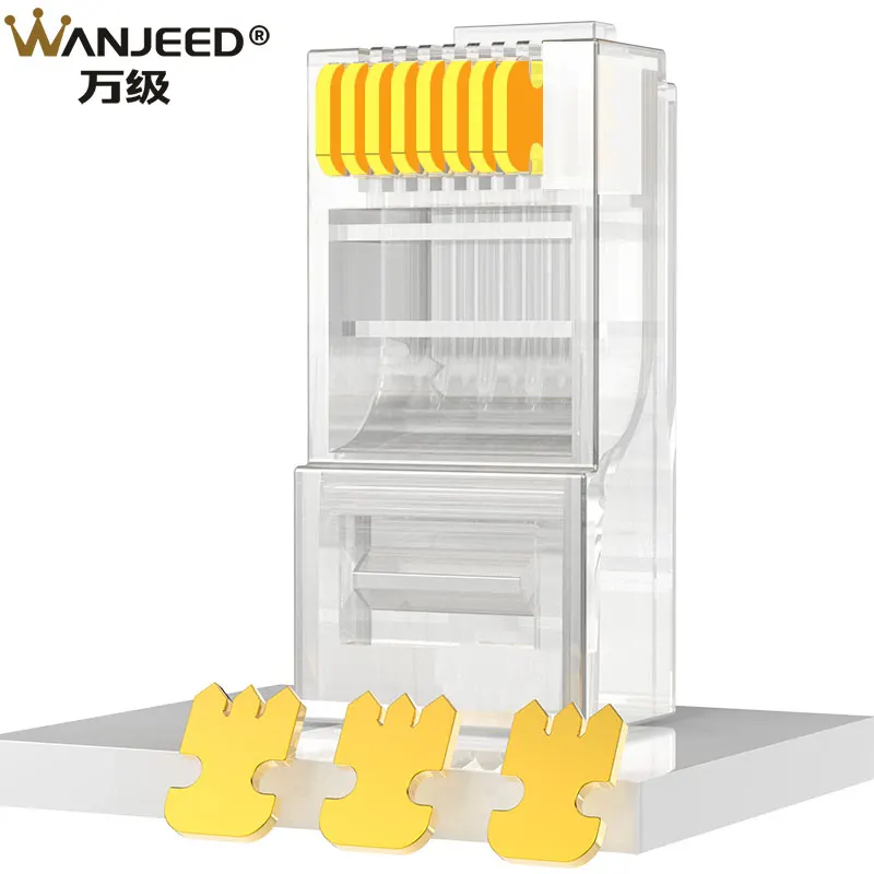 WANJEED CAT6 RJ45 соединитель UTP 8P8C позолоченный сетевой кабель ethernet разъем Модульный