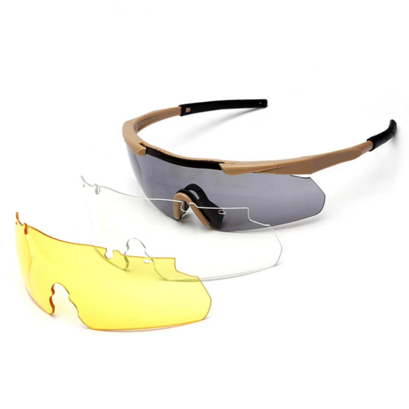 

Мужские и женские ветрозащитные очки в стиле милитари, тактические очки для активного отдыха, очки для стрельбы Cs, езды на альпинизме, поляризованные Три комплекта линз