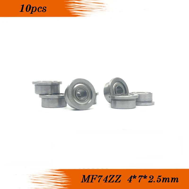 10PCS MF74ZZ Flange Bearing 4x7x2.5 mm ABEC-1 Miniature Flanged MF74 Z ZZ Ball Bearings