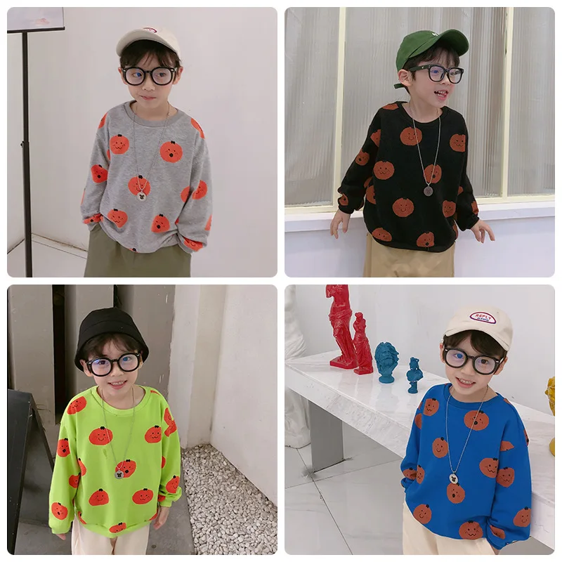 Весенние Милые оранжевые свитшоты с принтом для мальчиков и девочек 2020 Детские 4