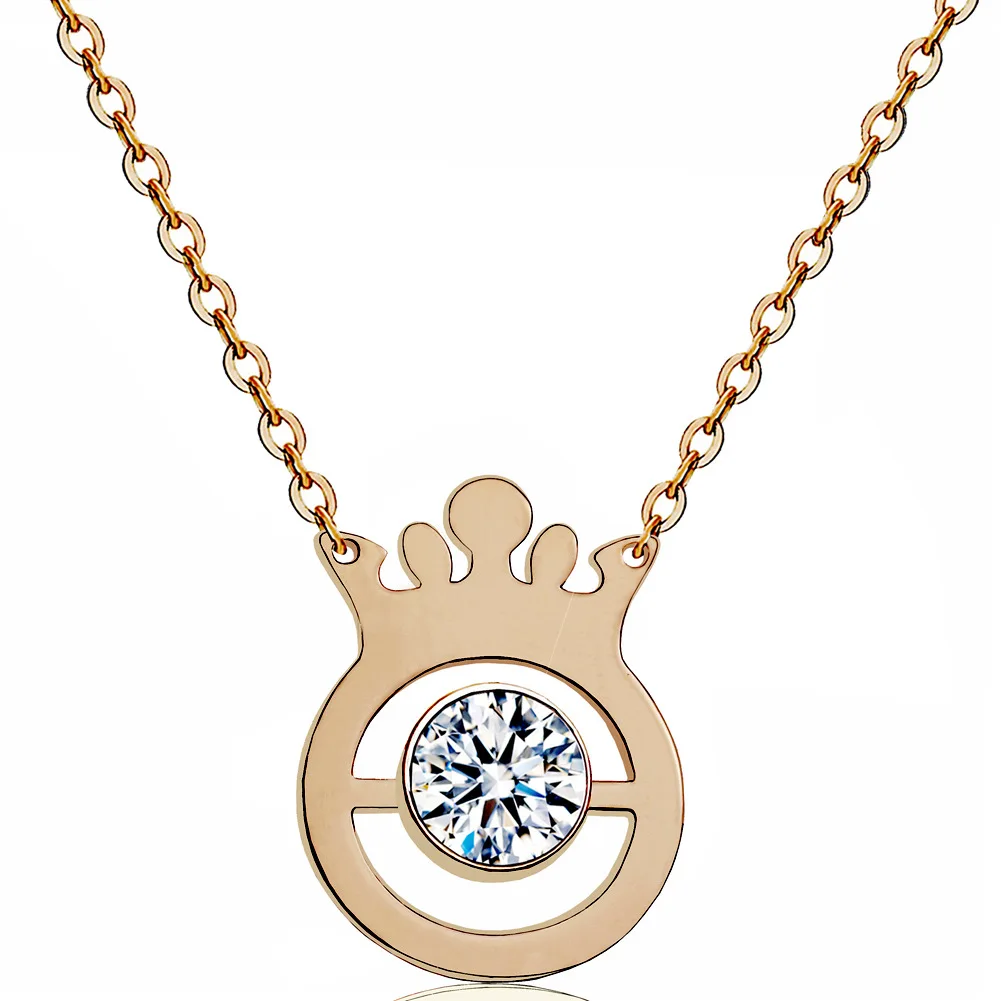 

Simple Crown Pendant Women Necklace Stainless Steel Casual Exquisite Fashion Ladies Temperament Chain Luxury Gift Jewelry