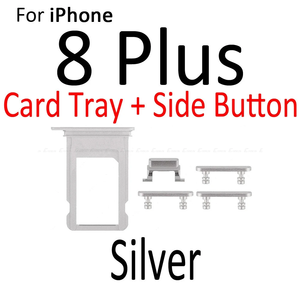 Держатель лотка для sim-карты для iphone 8, 8 Plus громкость вибрировать ключ переключатель электрозамок набор боковых кнопок Корпус Запасные части - Цвет: 8P Full Set Silver
