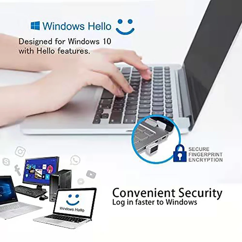 USB-модуль считывания отпечатков пальцев для Windows 7 8 10 11 HelloWindows биометрический