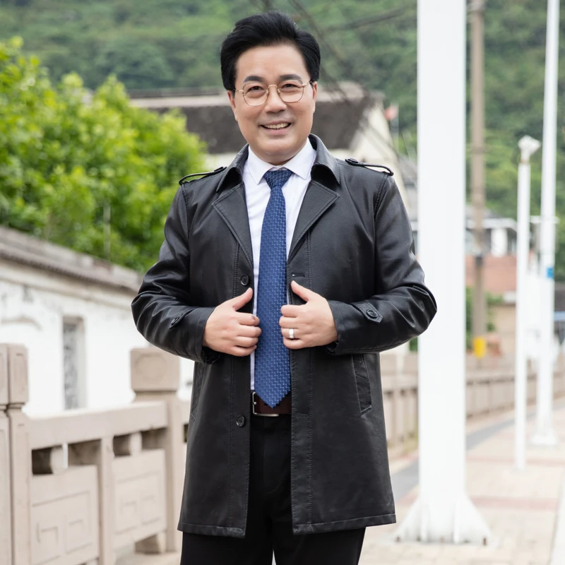 Бомбер мужской из натуральной овечьей кожи приталенная куртка-пилот в стиле