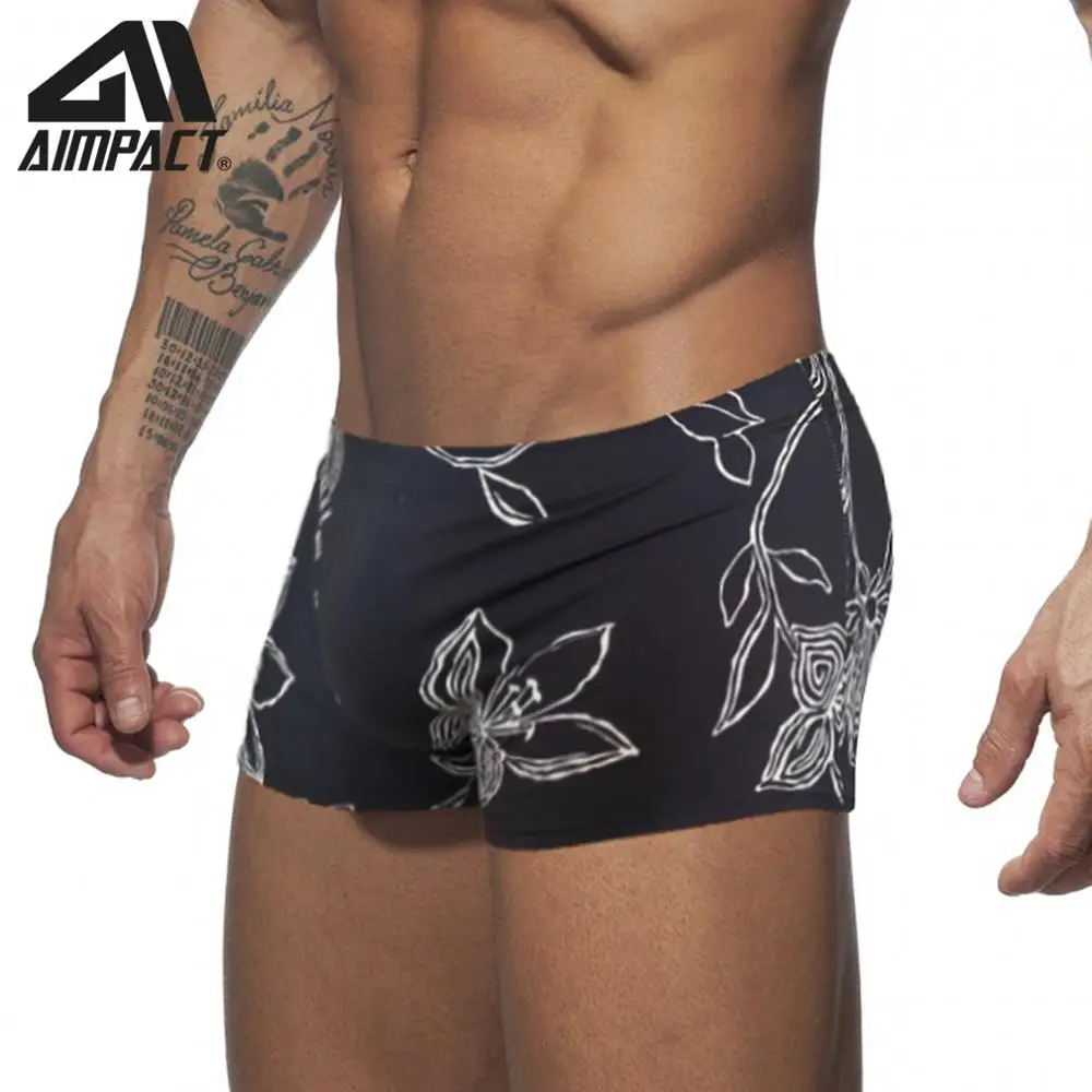 

Mens Swim Trunks Low Waist Sexy Shorts Pad Enhance Print Quick Dry Bathing Swimwear Surf Beach Boardshorts for Men By AIMPACT