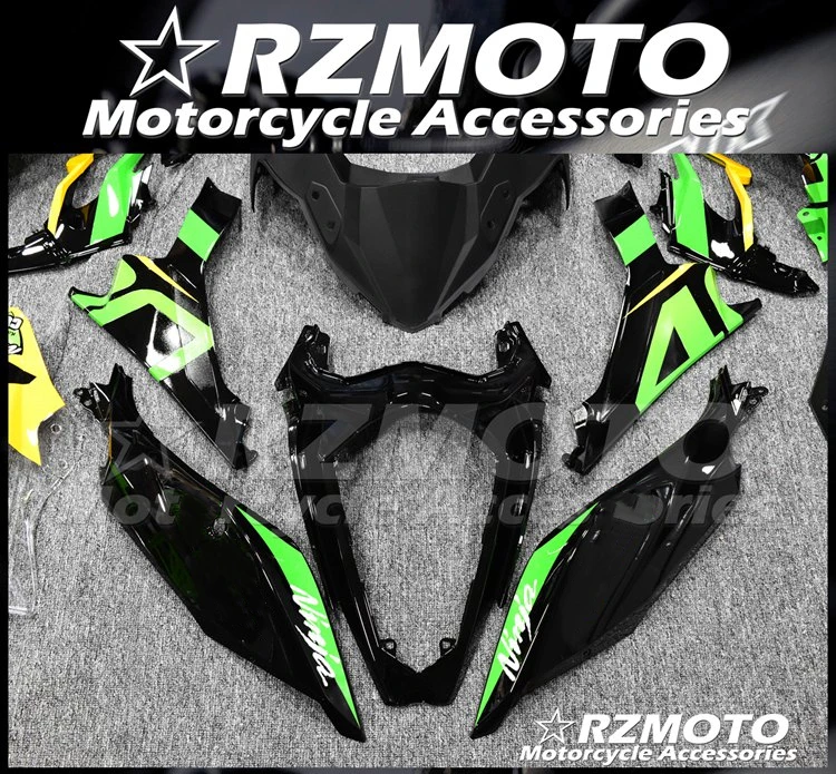 

High quality New ABS Motorcycle Fairings Kit Fit for Kawasaki Ninja 400 2018 2019 2020 Ninja400 Custom Cool Black and Green