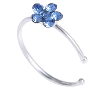 fashion womens shiny crystal plum blossom transparent small flower nose ring fine piercing needle