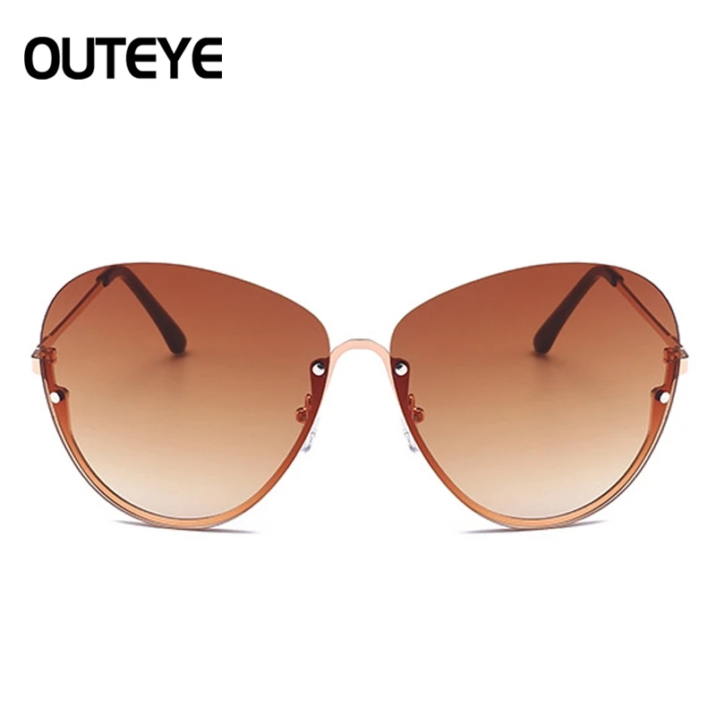 

2020 Brand Designer Clear Sunglasses Women Ocean Lens Rimless Oversized Sun Glasses Frame Vintage Shades Luxury Metal Eyewear