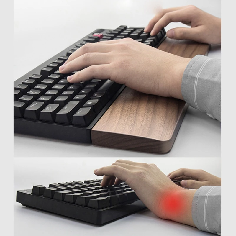 

Support 61 87 104 Keys Hand Pad Walnut Wooden Mechanical Keyboard Wrist Rest with Anti-Slip Mat Ergonomic Gaming Desk Wrist Pad