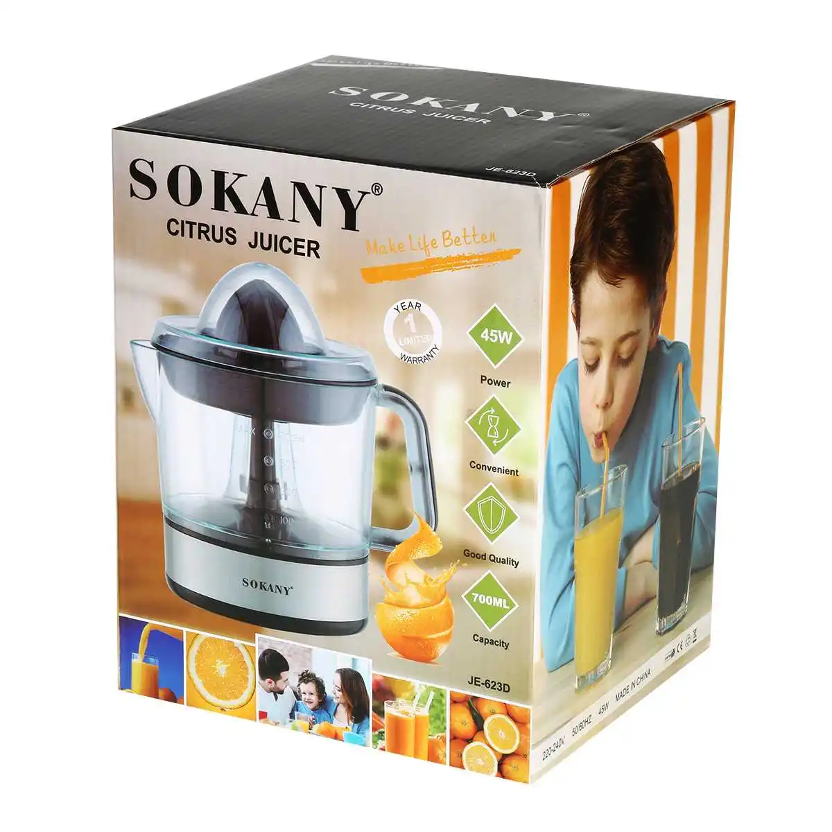 

SOKANY 700ml Juicer Masticating Juicer Extractor Electric Orange Lemon Fruits Squeezer Household Fruit Press Machine