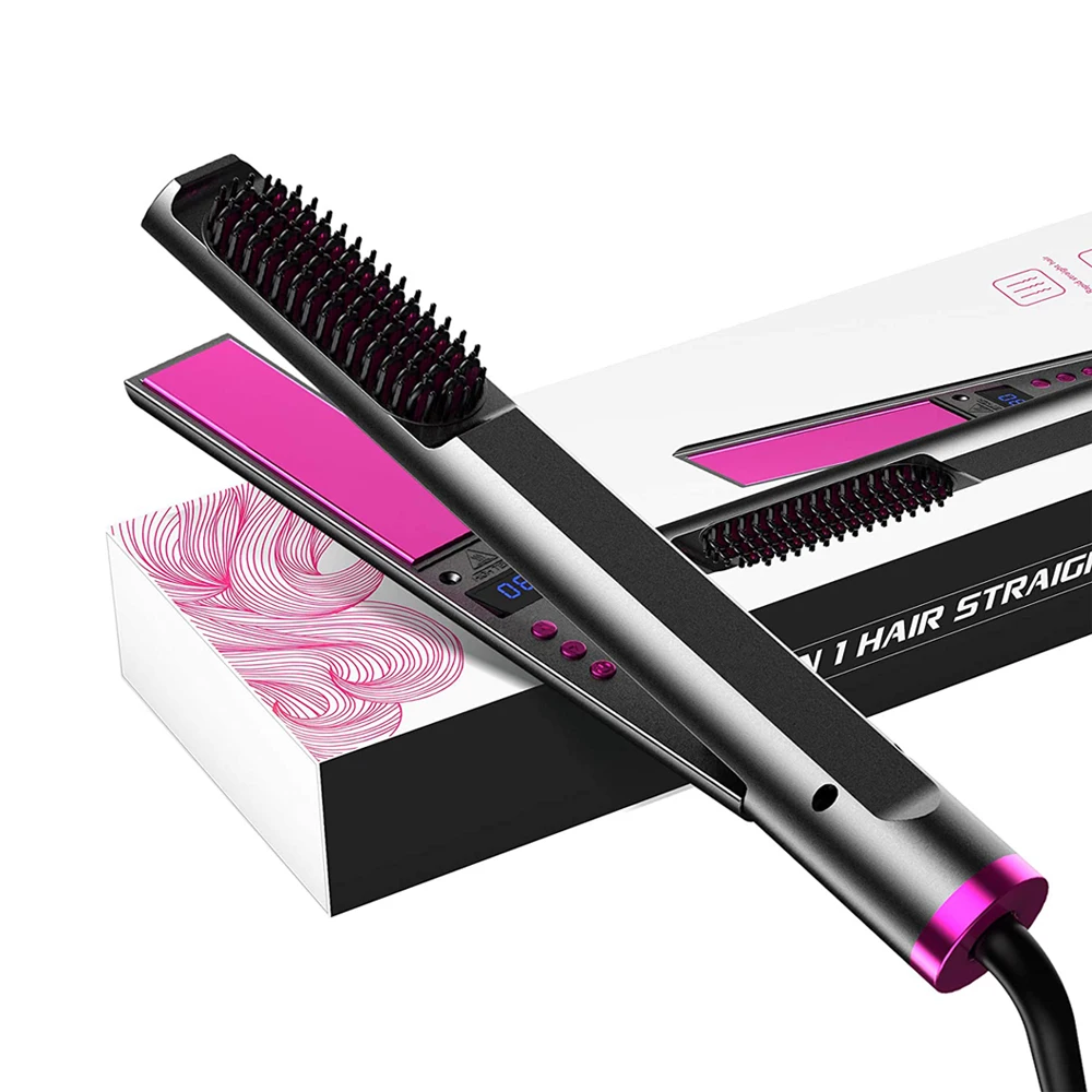 

Professional Hair Straightener 3 IN 1 Flat Irons Straightening Brush Electric Hot Heating Comb Multifunctional Hair Styling Tool