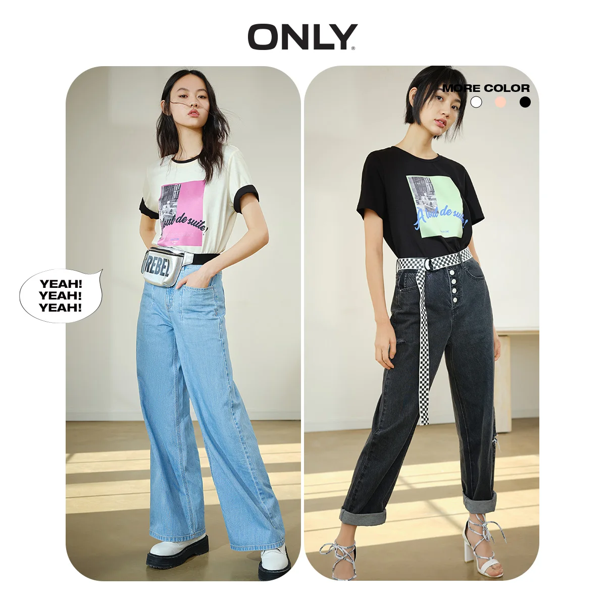 Только женская футболка с короткими рукавами и принтом из 100% хлопка |