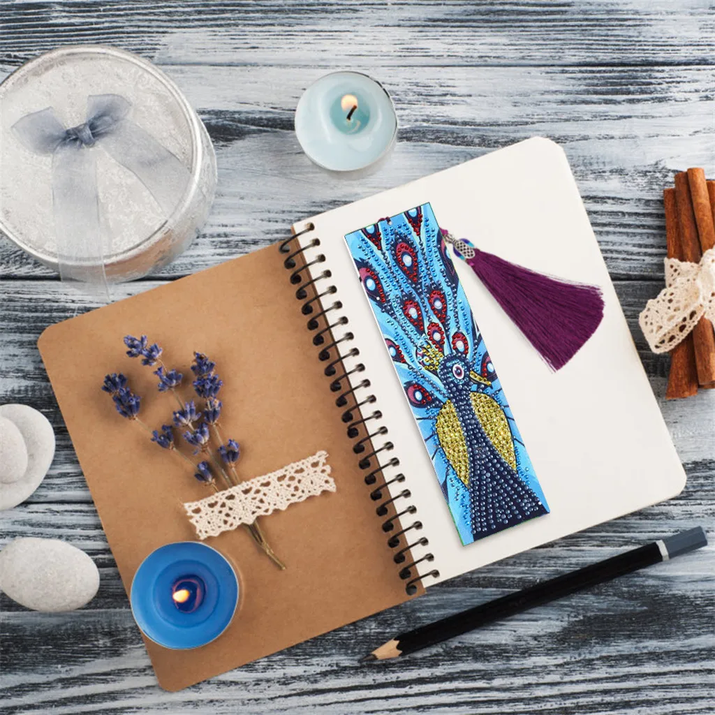 5D DIY алмазная живопись кожаная Закладка с кисточкой книжные знаки специальная форма алмазная вышивка DIY ремесло вышивка крестиком Подарочный Декор