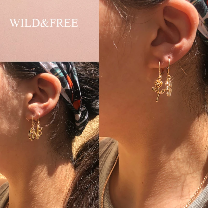 Wild & Free Новая роза серьги кольца цветок для женщин золотое ожерелье в виде морской