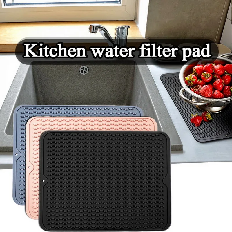 

Silicone Dish Drying Mat Drain Pad Water Filter Table Placemat Kitchen Heat Resistant Counter Protection Durable Kitchenware