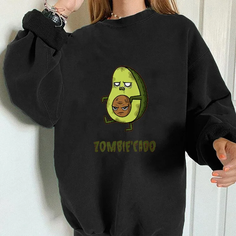 

Seeyoushy Kawaii Avocado Graphic Print Funny Sweatshirts Women Long Sleeve Pullovers Casual Drop-shoulder Tops Women Clothing