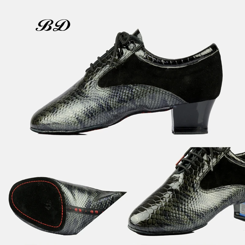 Мужские туфли для латиноамериканских танцев со змеиным узором из блестящей