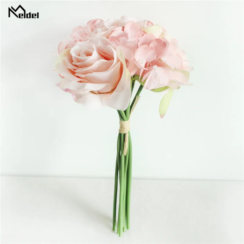 Meldel искусственный букет невесты розы шелковые гортензии Искусственные цветы