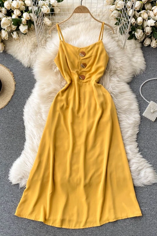 

Korean Button Dress for womens 2021 summer new A-Line Vintage suspender dress sexy strapless slim midi beach dress vestido
