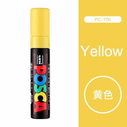 Цвет: желтый Один кусок Uni Posca PC-17K краска маркер ручка-Экстра Широкий Tip-15mm 8 цветов доступны rotulador - Цвет: Цвет: желтый