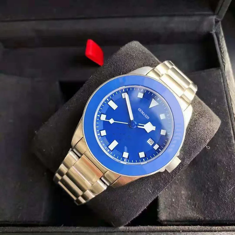 

Luxury brand men's watch automatic mechanical black dial 316 stainless steel ceramic ring mouth date waterproof clock