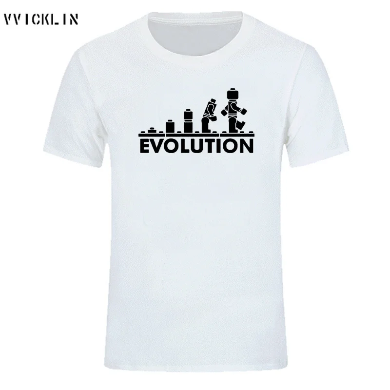 Летние робот Эволюция футболка забавная Футболка с принтом модные хлопковые