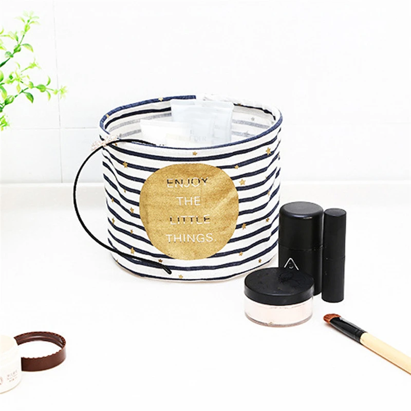 Настольная корзина для хранения мелочей из хлопка и льна прочная практичная