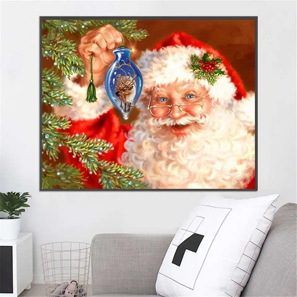 AZQSD Diamond Painting Santa Claus New Embroidery 2019 Christmas Decorations For Home Rhinestones Pictures Full Display | Дом и сад