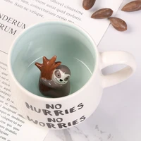 creative 3d cartoon ceramic mugs cute animal coffee milk tea cup 220ml novelty birthday christmas gifts mugs coffee mug