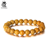 orsa jewels yellow mookaite bracelet for women men natural stone bracelet elastic 8mm round beads buddha beads bracelet gmb23