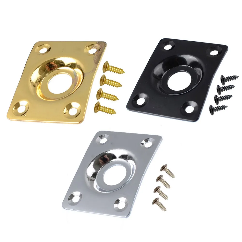 

36.8*28.8mm Rectangular Jack Plate With Screws For Les Paul Tele Style Electric Guitar Chrome Black Gold Musical Instruments