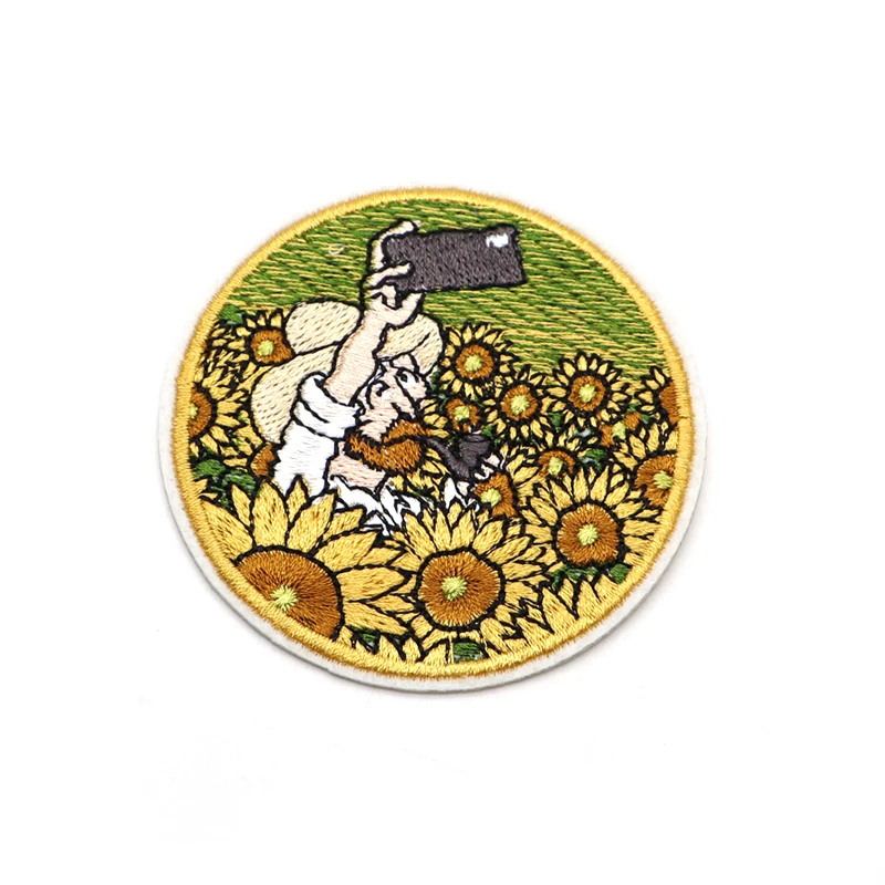 

2PCS Van Gogh Self-timer Embroidery Patch Creative Patch for Clothes Iron on Patch Personality DIY Accessories Patch S105