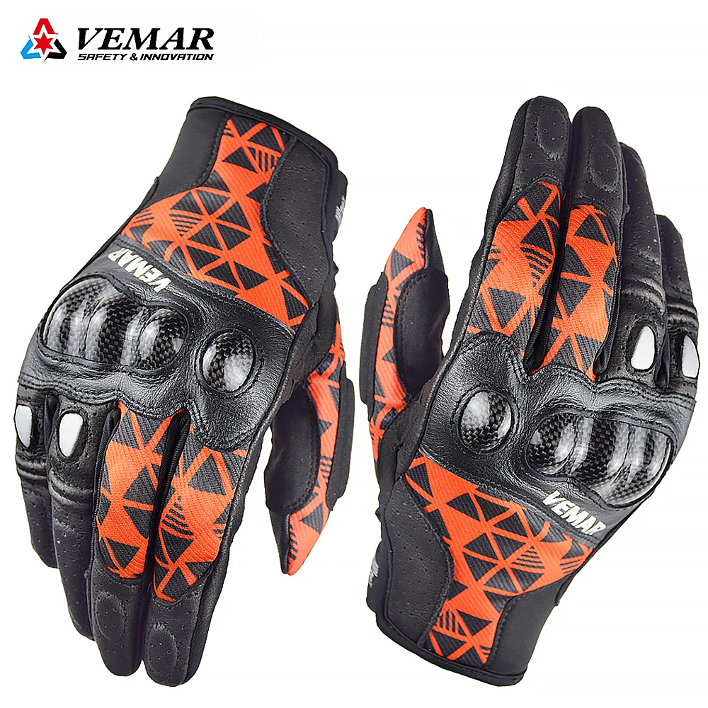 Мотоциклетные Перчатки VEMAR мужские кожаные дышащие перчатки для мотогонок