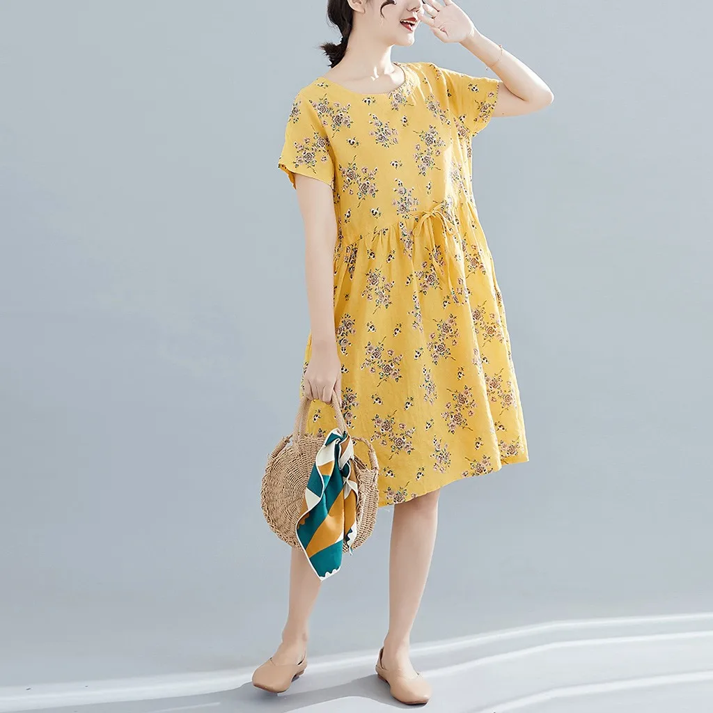 Женские платья женская одежда с круглым вырезом принтом тонкие коротким рукавом