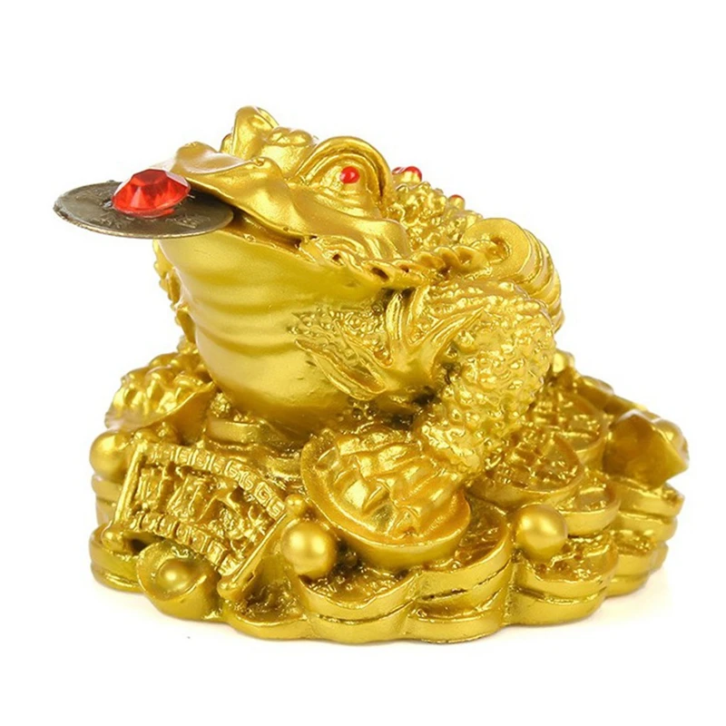 

Chinese Feng Shui Money Toad Lucky Fortune Wealth Golden Frog Figurine Toad Coin Home Office Desktop Decoration Lucky Gifts