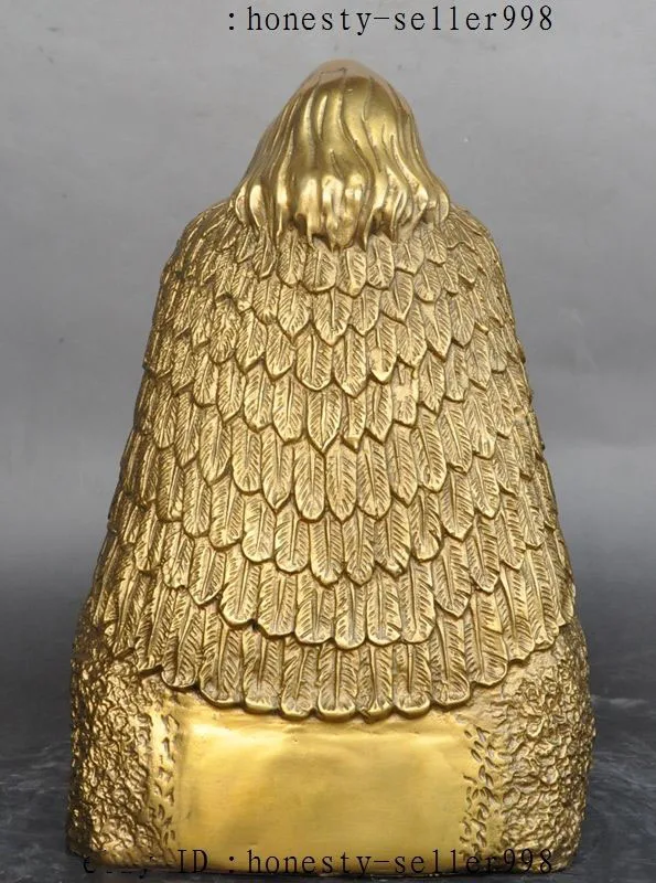 

christmas 11"China Taoism Myth brass Sun-god Apollo Hand Eight Diagrams Statue Sculpture halloween