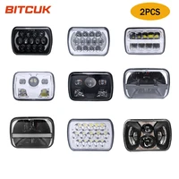 1 pair led headlight 5x7 7x6 inch rectangular sealed beam with drl for jeep wrangler yj cherokee xj h6014 h6052 h6054 headlamps